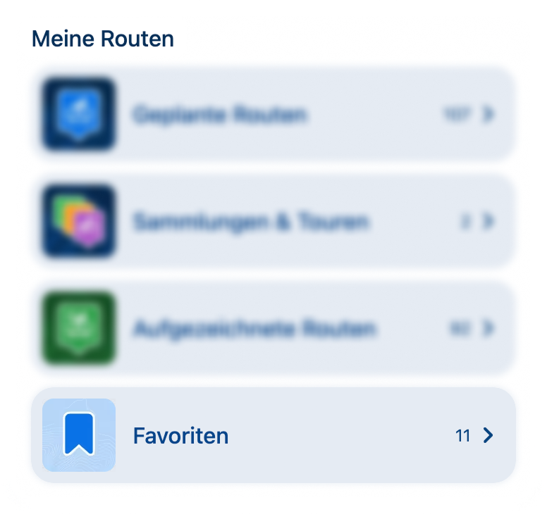 Favoriten im Profilbereich Meine Routen