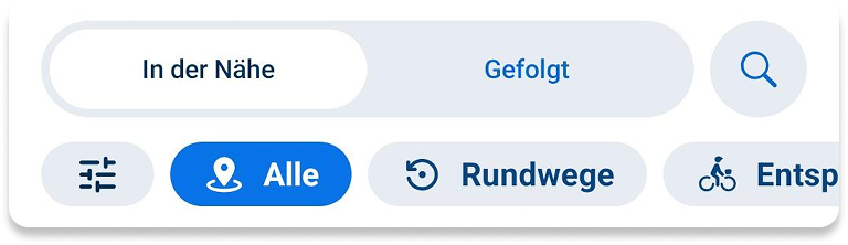 Routen "In der Nähe" in der App