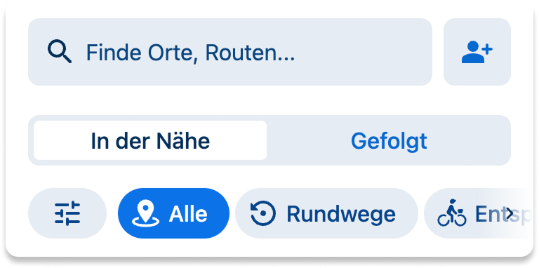 Routen "In der Nähe" auf der Website